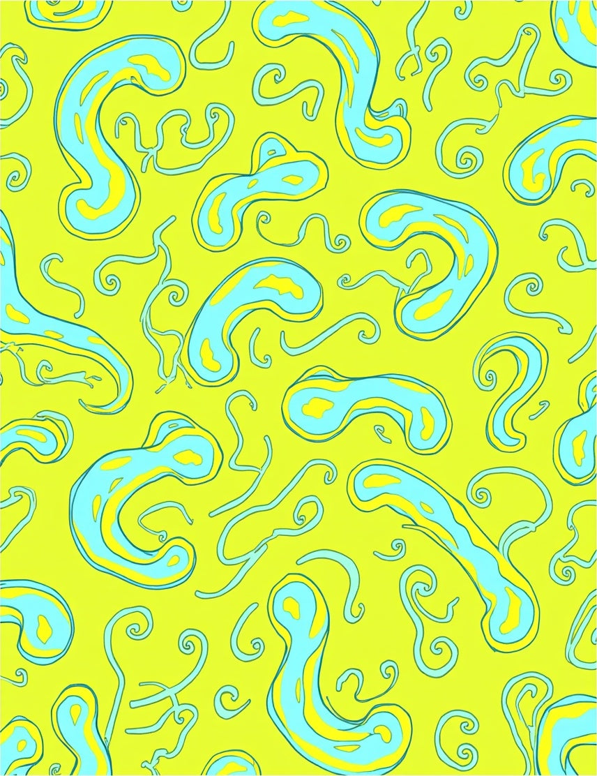 Bright Blue Blob Organic Pattern Rug