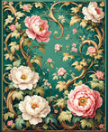 Ornate Pink White Floral Vines Rug