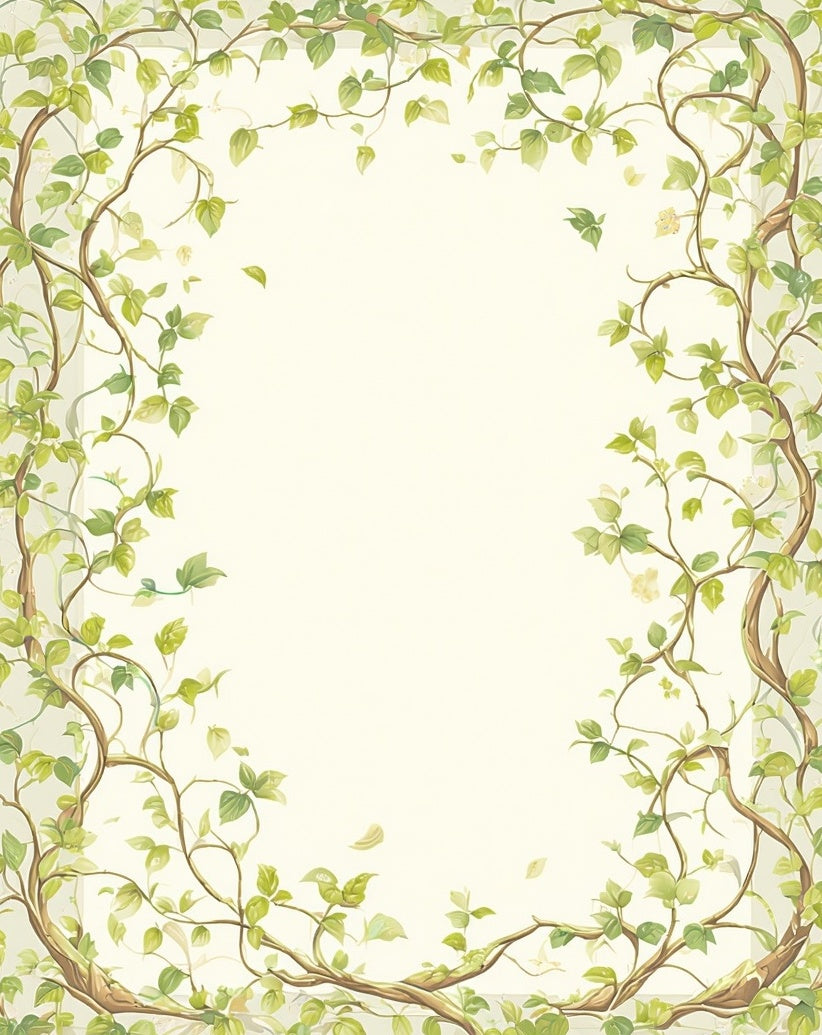 Delicate Vine And Leaf Border Design Rug