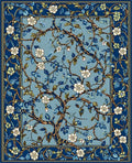 Blue Floral Tree Vine Pattern Rug