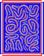 Bold Red White Swirls Blue Abstract Rug