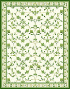 Green Vine And Flower Pattern Rug