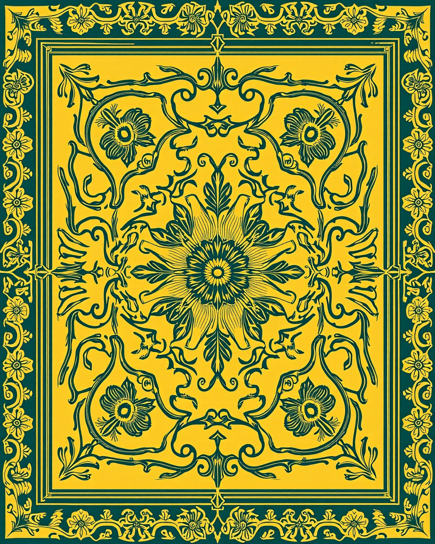 Ornate Floral Vine Tapestry Design Rug