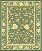 Elegant Floral Vine Golden Pattern Rug