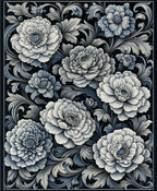 Intricate Floral Scrollwork Damask Rug