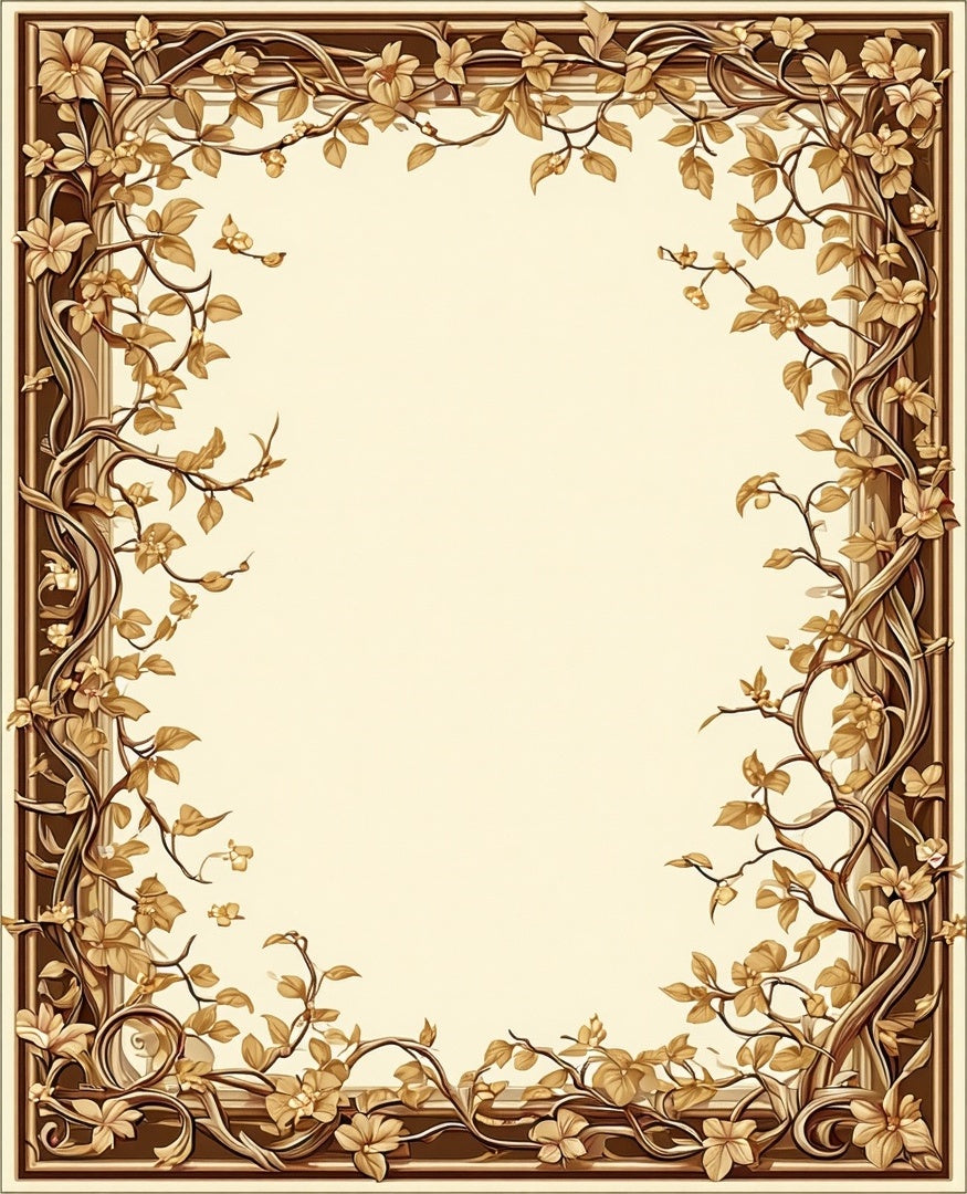 Vintage Floral Vine Border Design Rug