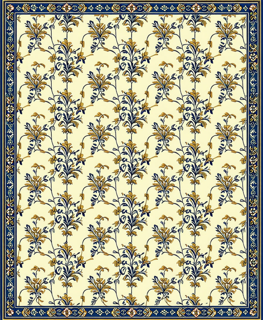 Classic Floral Damask Pattern Rug