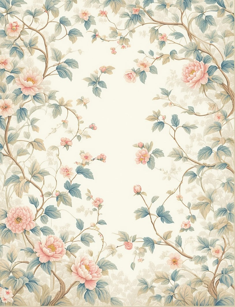 Pastel Floral Vine Pattern Rug
