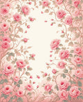Romantic Pink Floral Vine Design Rug
