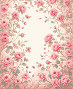 Romantic Pink Floral Vine Design Rug