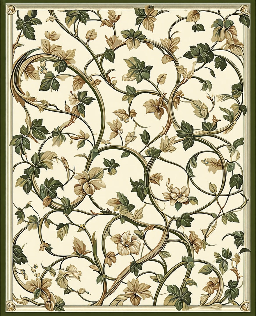 Art Nouveau Floral Vine Pattern Rug