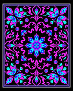 Vibrant Floral Filigree Pattern Rug