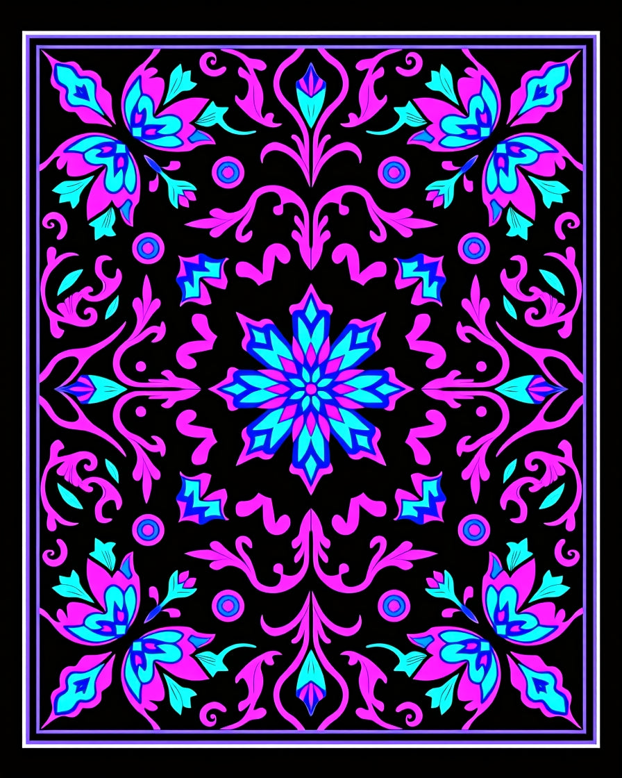Vibrant Floral Filigree Pattern Rug