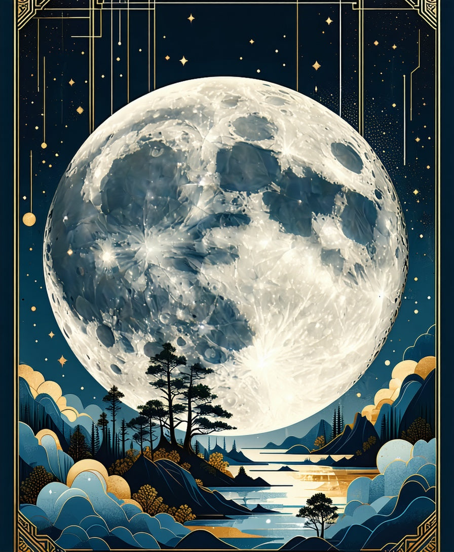 Mystical Moonscape Abstract Landscape Rug
