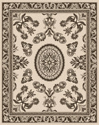 Ornate Floral And Vine Scroll Design Rug