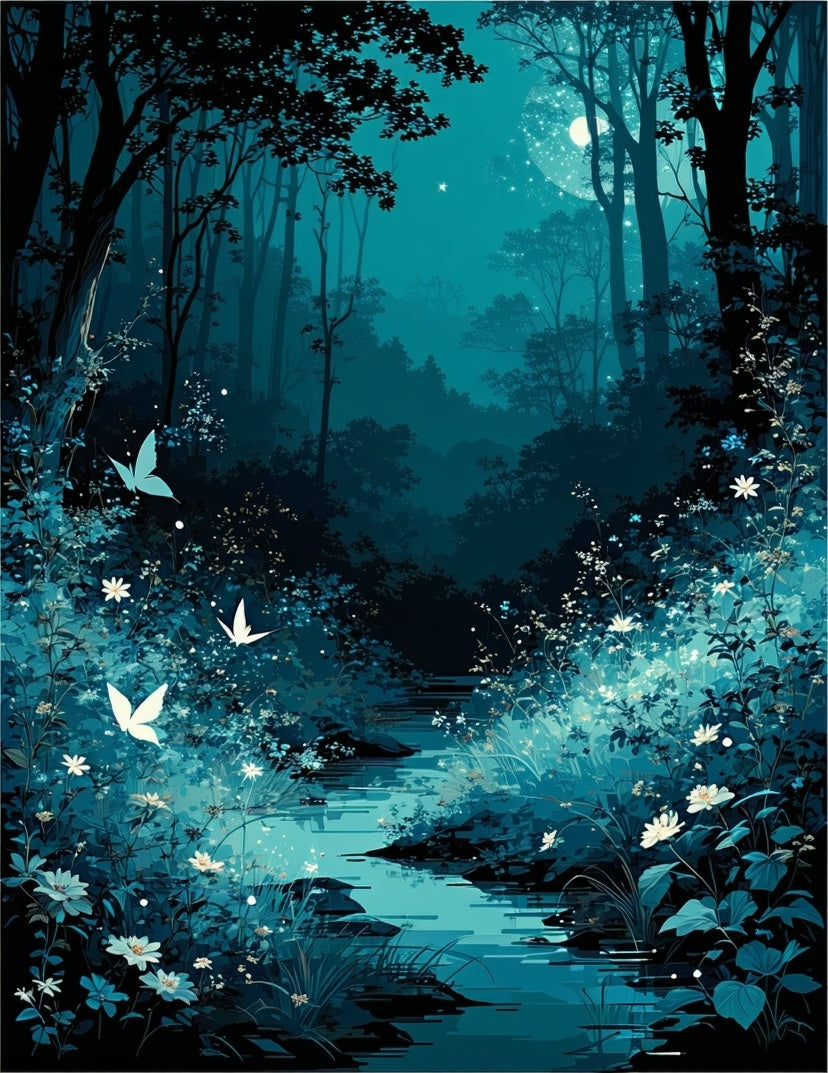 Mystical Forest Meadow Butterfly Design Rug