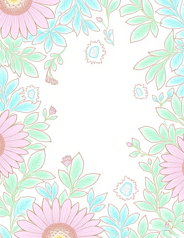 Pink Teal Floral Vines Rug