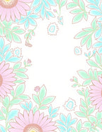 Pink Teal Floral Vines Rug