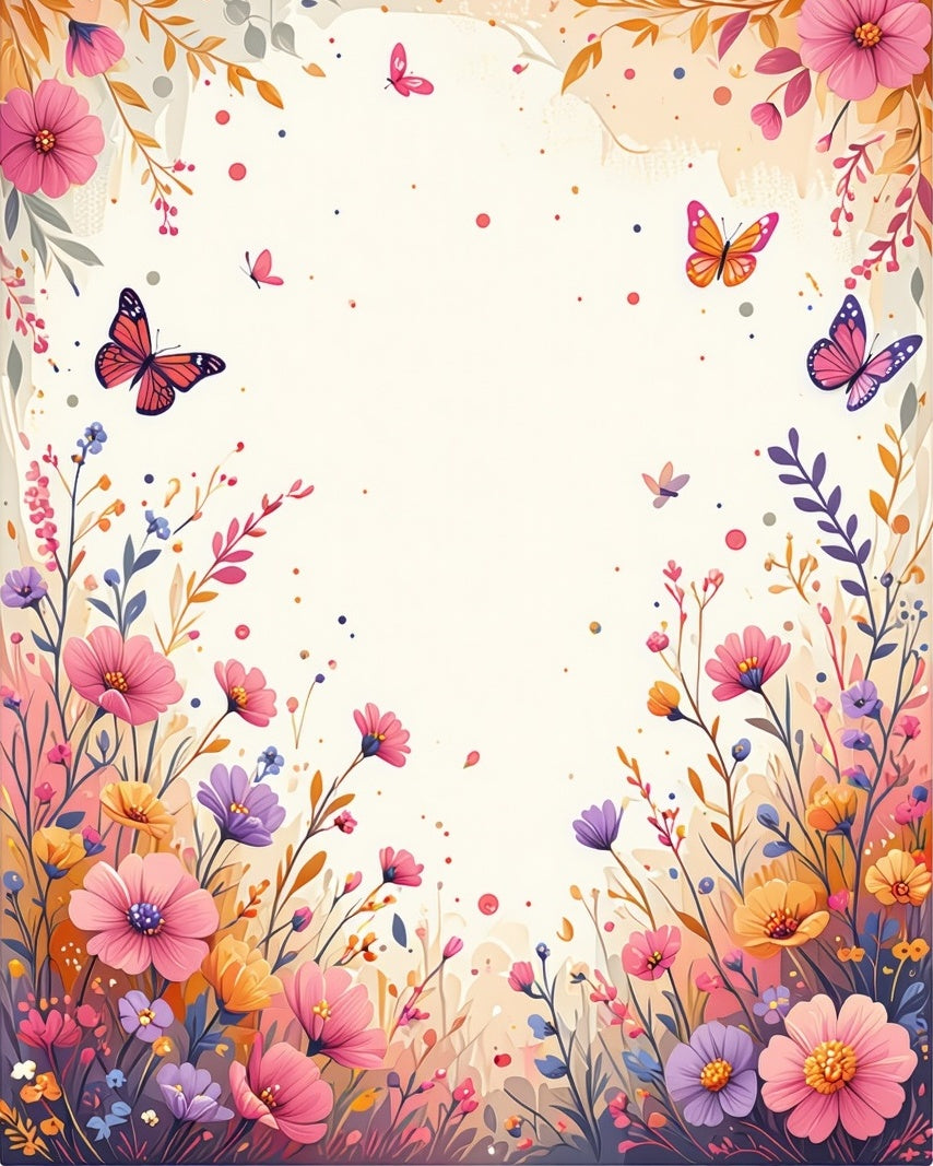 Whimsical Floral Butterfly Meadow Rug