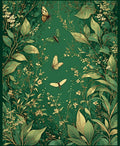 Enchanted Emerald Garden Butterfly Motif Rug