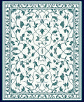 Dark Teal Floral Vine Pattern Rug