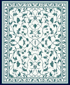 Dark Teal Floral Vine Pattern Rug