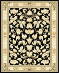 Rich Black Gold Floral Damask Rug