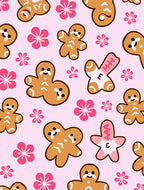Gingerbread Men Flower Pink Backdrop Rug