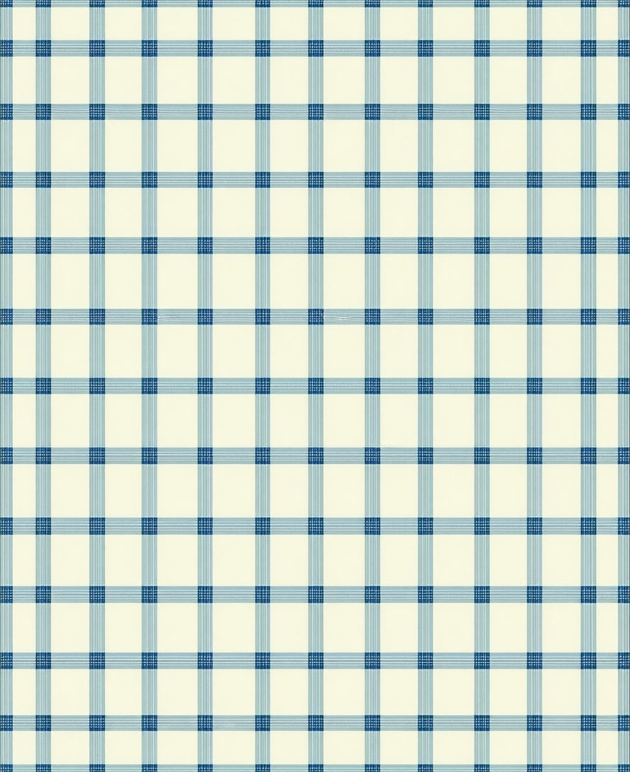 Blue and Cream Classic Plaid Design Rug