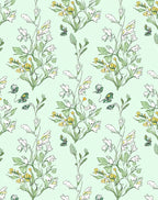 Whimsical Botanical Sketch Floral Pattern Rug