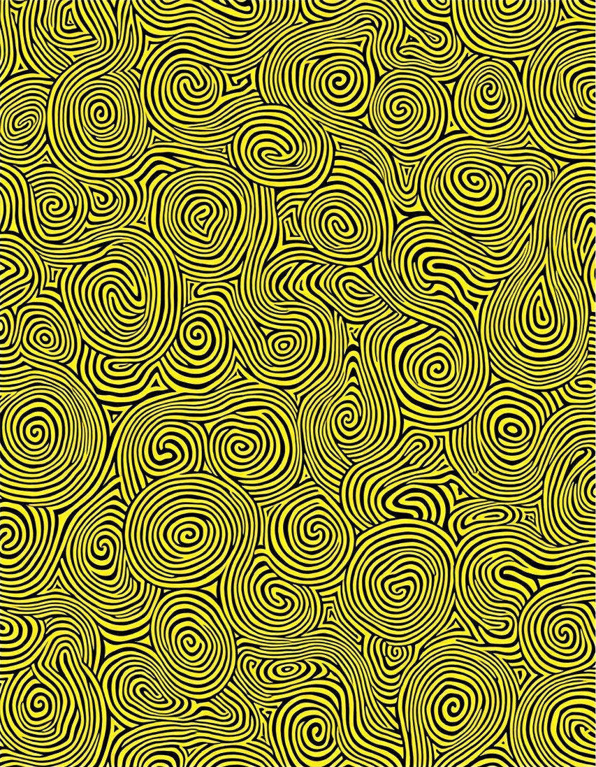 Abstract Yellow Swirl Pattern Rug