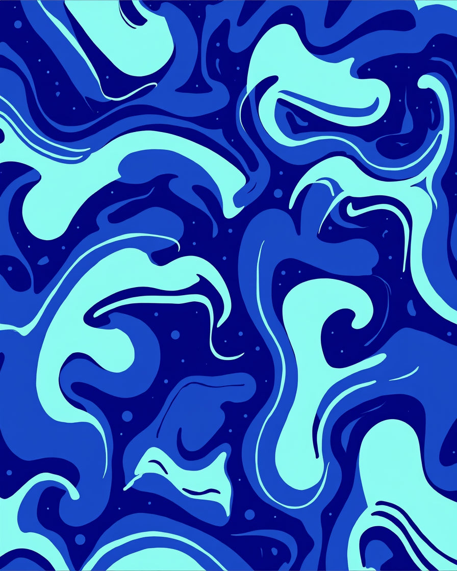 Abstract Swirl Blue Tone Pattern Rug