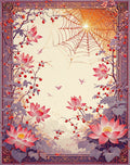 Nature Inspired Lotus Spiderweb Art Rug