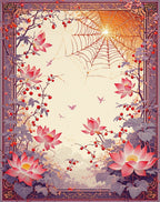Nature Inspired Lotus Spiderweb Art Rug