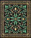 Black Golden Mint Floral Medallion Rug