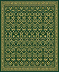 Rich Green Gold Ornate Patterned Rug