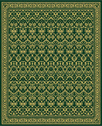 Rich Green Gold Ornate Patterned Rug