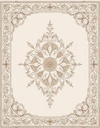 Vintage Floral Mandala Scrollwork Design Rug