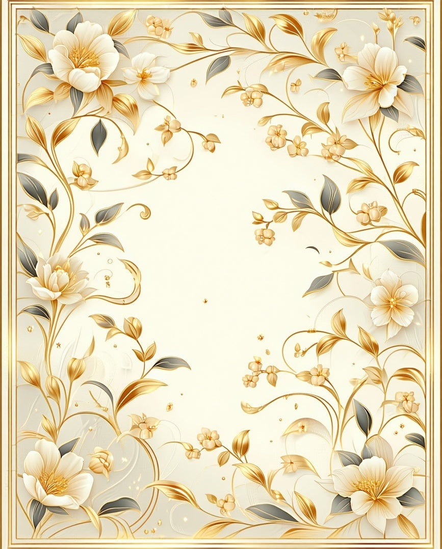 Elegant Floral Vine Gold Accent Rug
