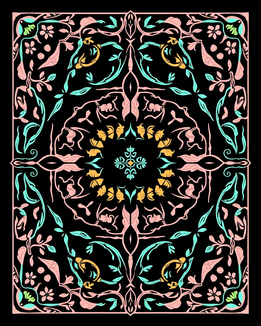 Floral Vines Symmetry Pattern Rug