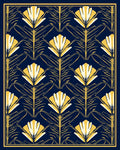 Art Deco Floral Pattern Navy Rug