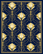Art Deco Floral Pattern Navy Rug