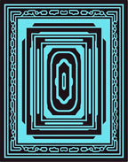 Aqua Black Geometric Mirrored Relic Rug