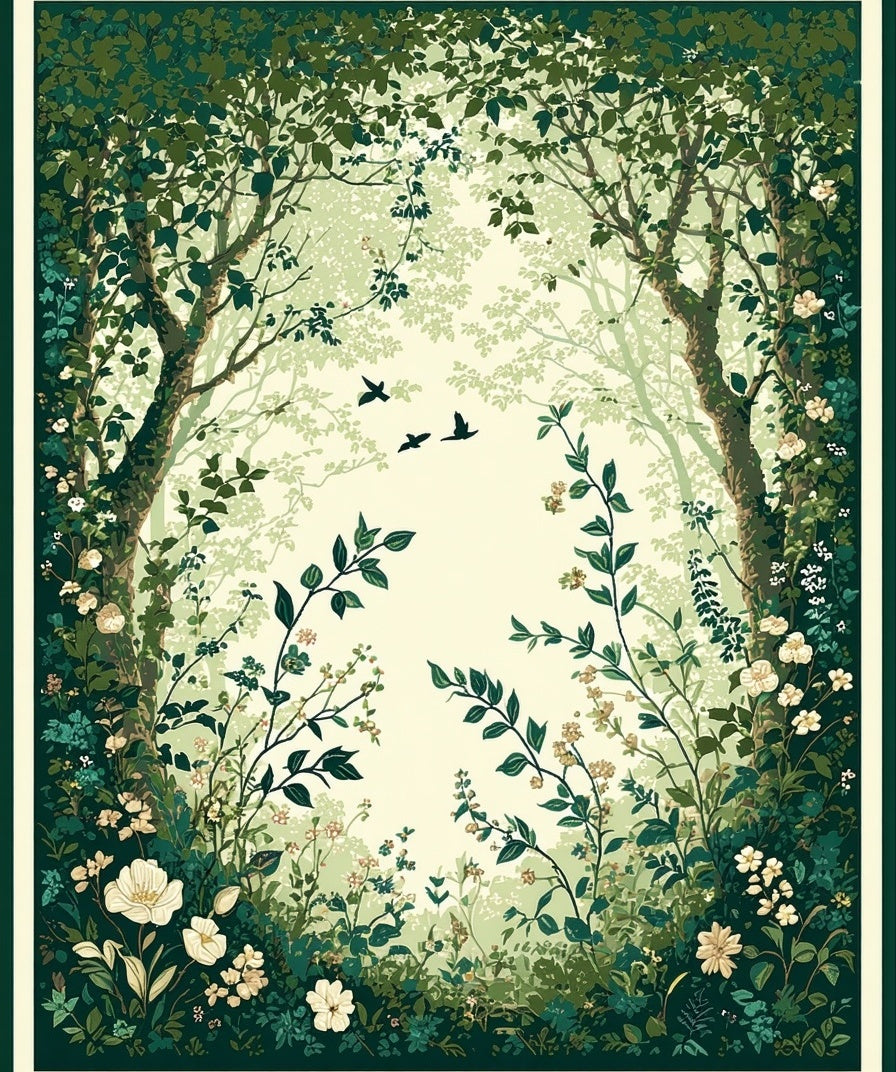 Enchanted Forest Floral Pattern Rug