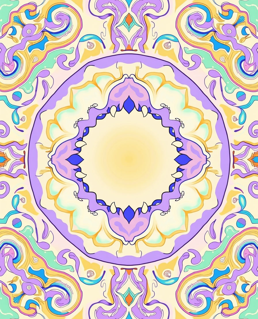 Whimsical Abstract Psychedelic Mandala Design Rug