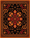 Bold Floral Motif Orange Red Rug