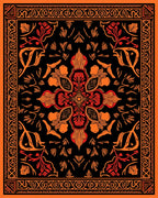 Bold Floral Motif Orange Red Rug