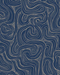 Flowing Swirls Ink Line Art Rug