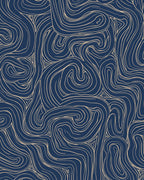 Flowing Swirls Ink Line Art Rug