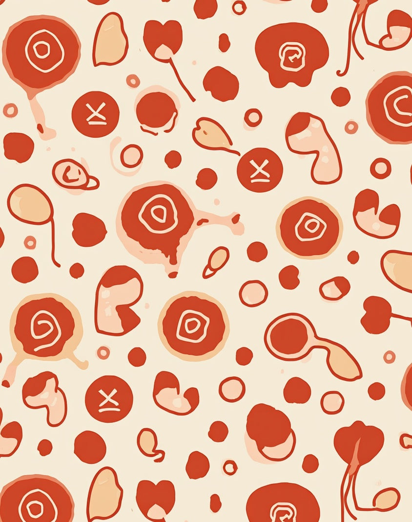 Abstract Organic Shapes Red Design Rug